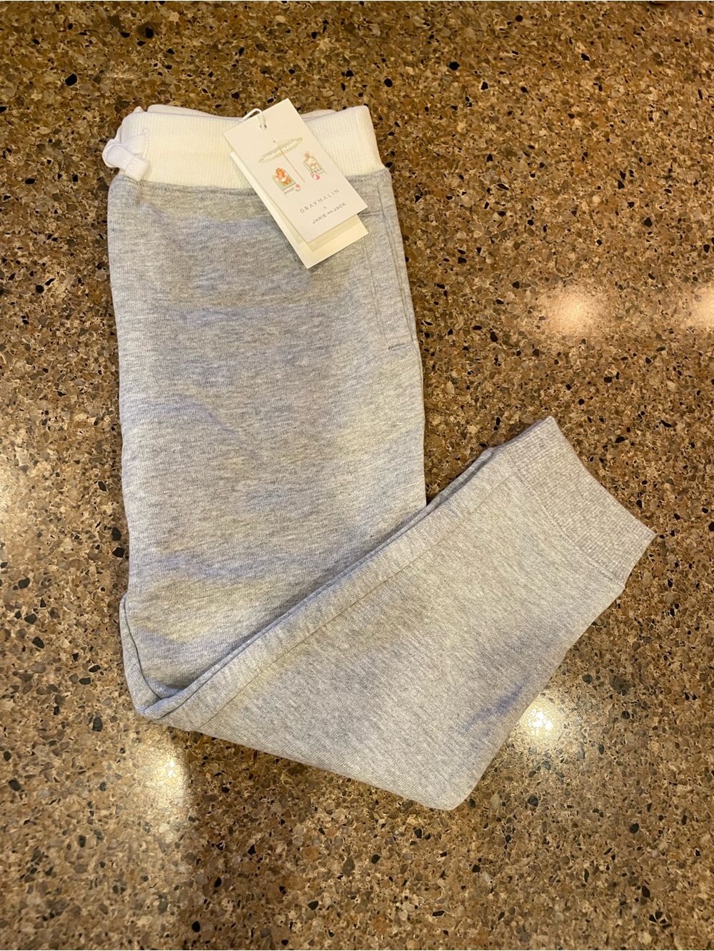 Janie and Jack X Gray Malin Light Gray Kids Jogger Pants with White Waistband